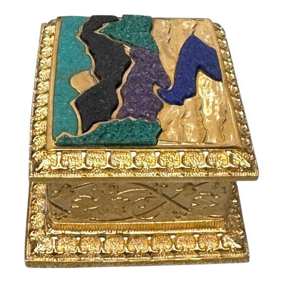 Black Hills Gold Collectible No. 3 Trinket Jewelry Box Mountains Inlaid Gemstone - Picture 11 of 11